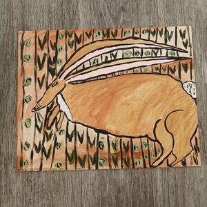 Rabbit Painting Folk Art Whimsy